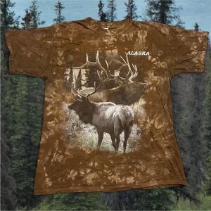 Gildan 90s Brown tiedye elk Graphic Men's Tee